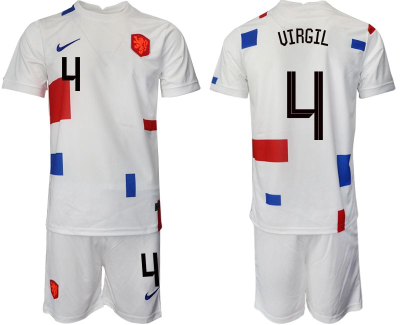 Men 2022 World Cup National Team Netherlands away white 4 Soccer Jersey